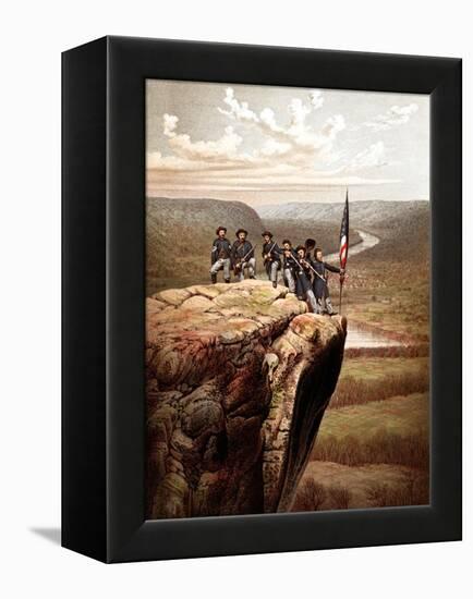 Vintage Civil War Print of Union Soldiers On the Summit of Lookout Mountain-Stocktrek Images-Framed Premier Image Canvas