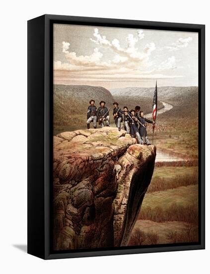 Vintage Civil War Print of Union Soldiers On the Summit of Lookout Mountain-Stocktrek Images-Framed Premier Image Canvas