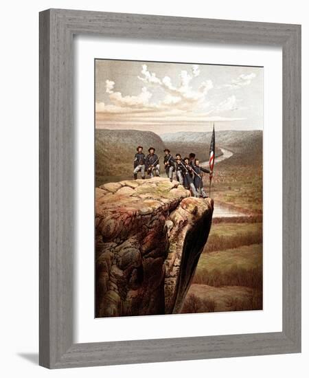 Vintage Civil War Print of Union Soldiers On the Summit of Lookout Mountain-Stocktrek Images-Framed Photographic Print