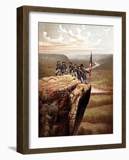 Vintage Civil War Print of Union Soldiers On the Summit of Lookout Mountain-Stocktrek Images-Framed Photographic Print