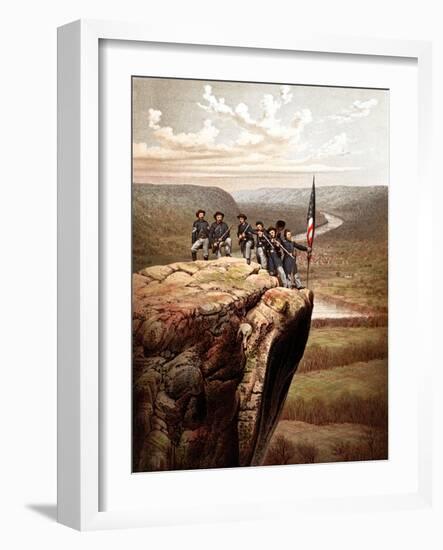 Vintage Civil War Print of Union Soldiers On the Summit of Lookout Mountain-Stocktrek Images-Framed Photographic Print