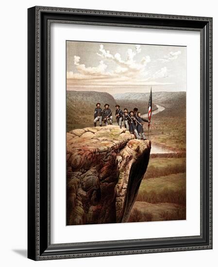 Vintage Civil War Print of Union Soldiers On the Summit of Lookout Mountain-Stocktrek Images-Framed Photographic Print