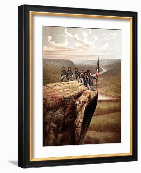 Vintage Civil War Print of Union Soldiers On the Summit of Lookout Mountain-Stocktrek Images-Framed Photographic Print