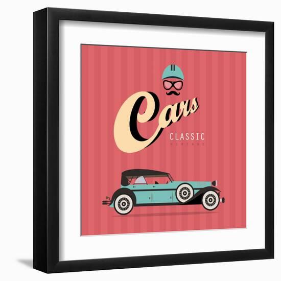 Vintage Classic Car-vector pro-Framed Art Print