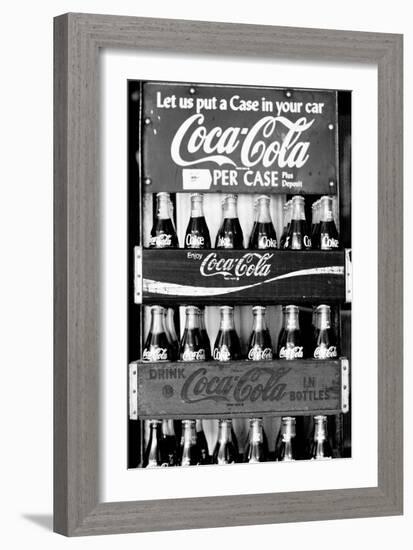 Vintage Coca Cola Bottle Cases Coke B&W Photo Print Poster-null-Framed Premium Giclee Print