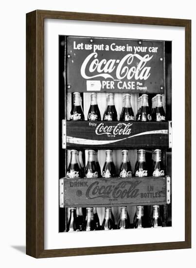 Vintage Coca Cola Bottle Cases Coke B&W Photo Print Poster-null-Framed Premium Giclee Print