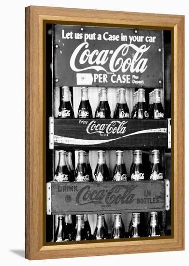 Vintage Coca Cola Bottle Cases Coke B&W Photo Print Poster-null-Framed Stretched Canvas