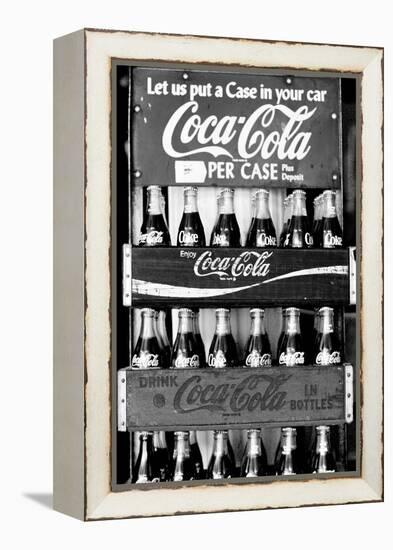 Vintage Coca Cola Bottle Cases Coke B&W Photo Print Poster-null-Framed Stretched Canvas