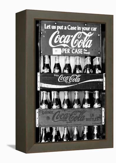 Vintage Coca Cola Bottle Cases Coke B&W Photo Print Poster-null-Framed Stretched Canvas