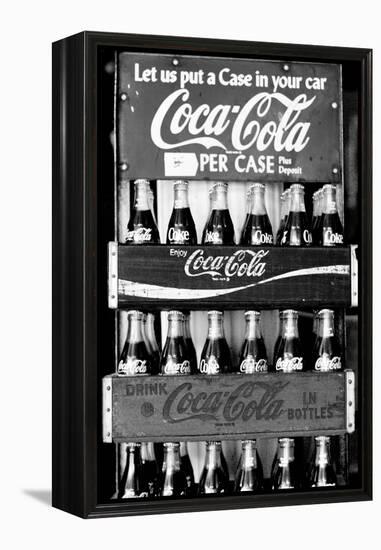 Vintage Coca Cola Bottle Cases Coke B&W Photo Print Poster-null-Framed Stretched Canvas