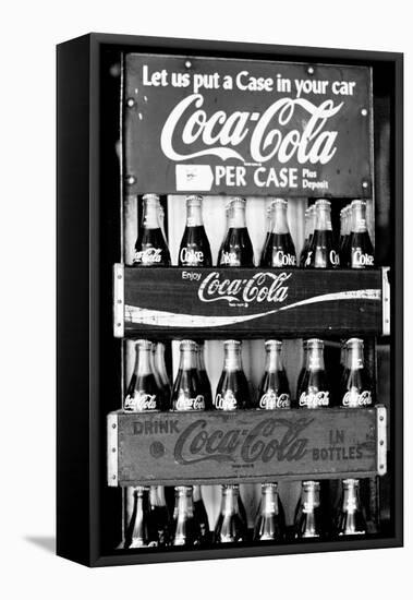 Vintage Coca Cola Bottle Cases Coke B&W Photo Print Poster-null-Framed Stretched Canvas