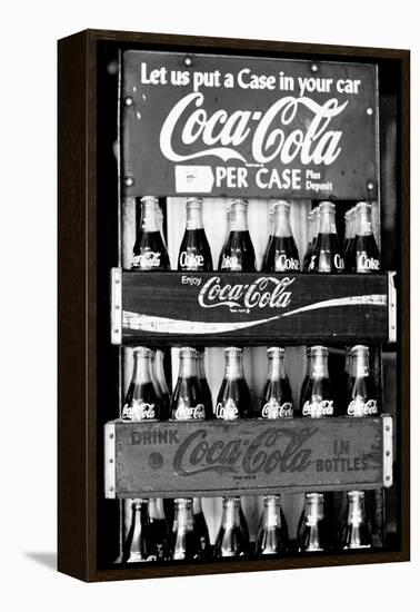 Vintage Coca Cola Bottle Cases Coke B&W Photo Print Poster-null-Framed Stretched Canvas