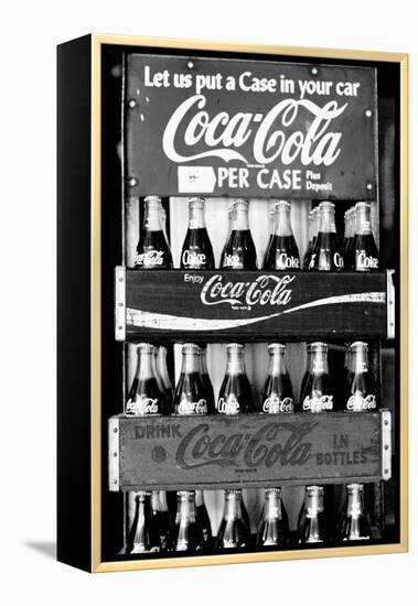 Vintage Coca Cola Bottle Cases Coke B&W Photo Print Poster-null-Framed Stretched Canvas