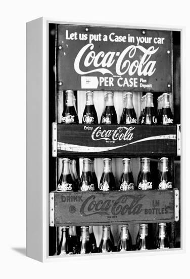 Vintage Coca Cola Bottle Cases Coke B&W Photo Print Poster-null-Framed Stretched Canvas