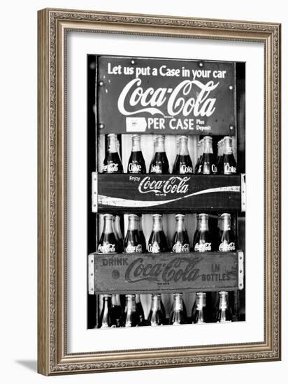 Vintage Coca Cola Bottle Cases Coke B&W Photo Print Poster-null-Framed Art Print