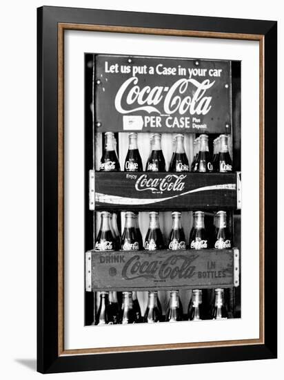 Vintage Coca Cola Bottle Cases Coke B&W Photo Print Poster-null-Framed Art Print