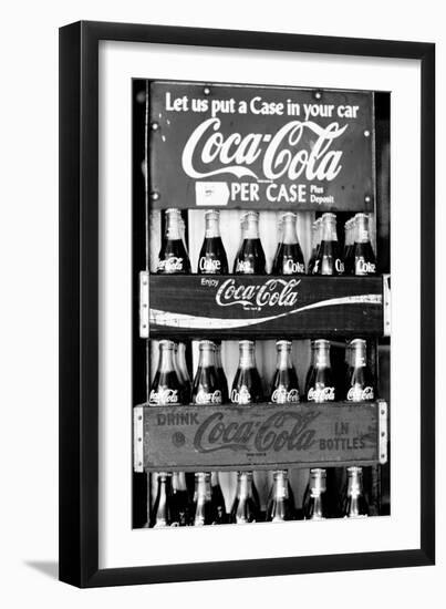 Vintage Coca Cola Bottle Cases Coke B&W Photo Print Poster-null-Framed Art Print