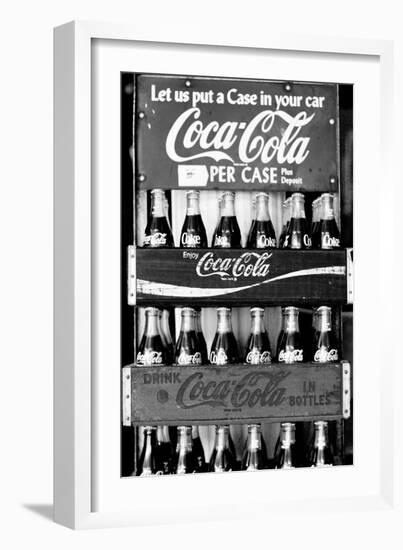 Vintage Coca Cola Bottle Cases Coke B&W Photo Print Poster-null-Framed Art Print