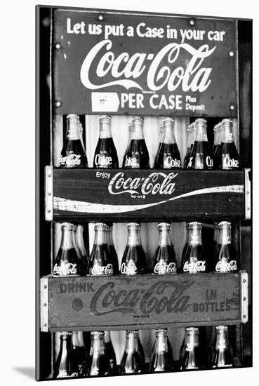 Vintage Coca Cola Bottle Cases Coke B&W Photo Print Poster-null-Mounted Art Print