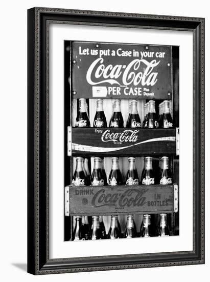 Vintage Coca Cola Bottle Cases Coke B&W Photo Print Poster-null-Framed Art Print