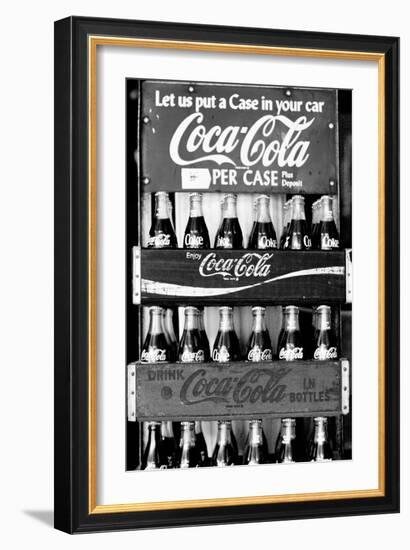 Vintage Coca Cola Bottle Cases Coke B&W Photo Print Poster-null-Framed Art Print