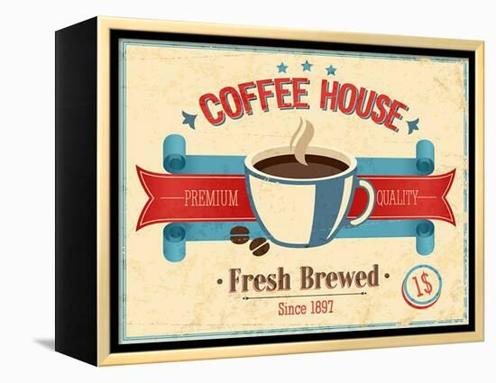 Vintage Coffee House Card-avean-Framed Stretched Canvas