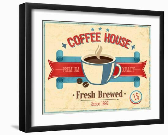 Vintage Coffee House Card-avean-Framed Art Print