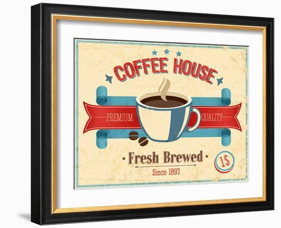 Vintage Coffee House Card-avean-Framed Art Print