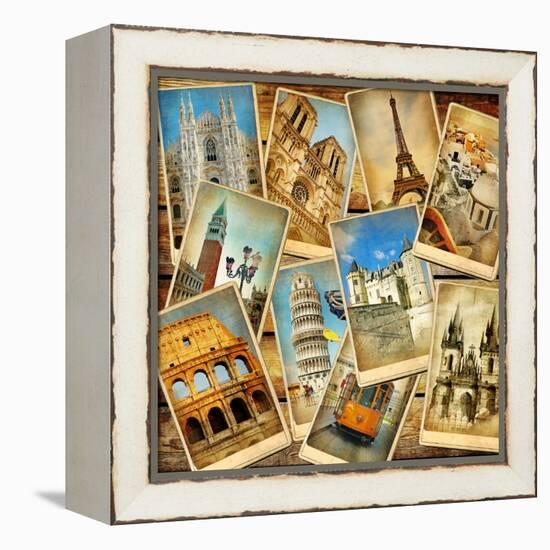 Vintage Collage - European Travel-Maugli-l-Framed Stretched Canvas