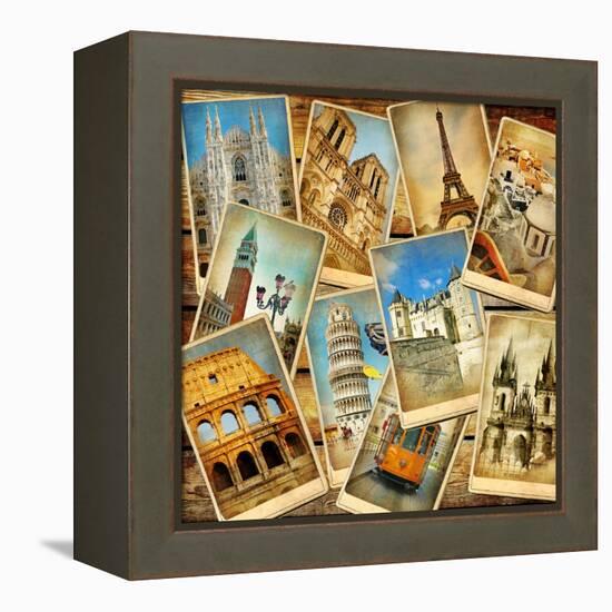 Vintage Collage - European Travel-Maugli-l-Framed Stretched Canvas