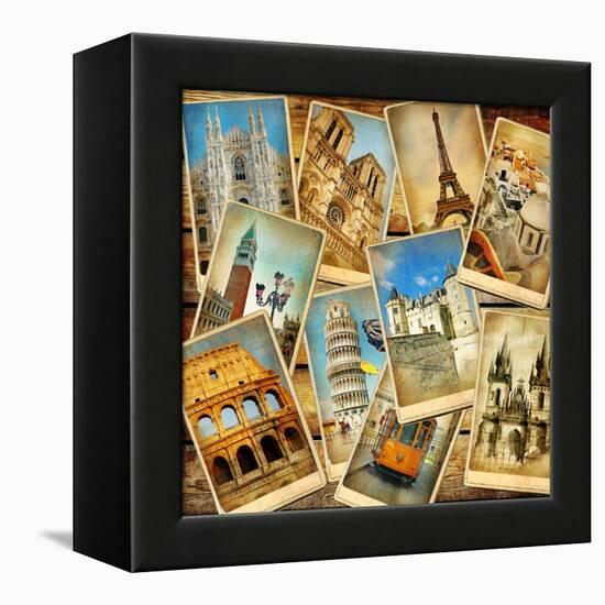 Vintage Collage - European Travel-Maugli-l-Framed Stretched Canvas
