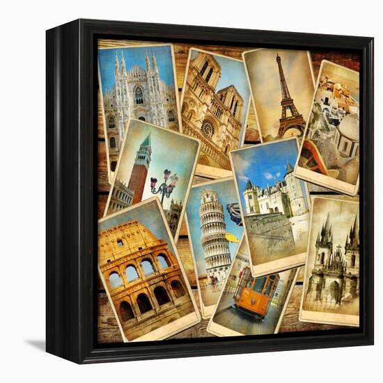 Vintage Collage - European Travel-Maugli-l-Framed Stretched Canvas