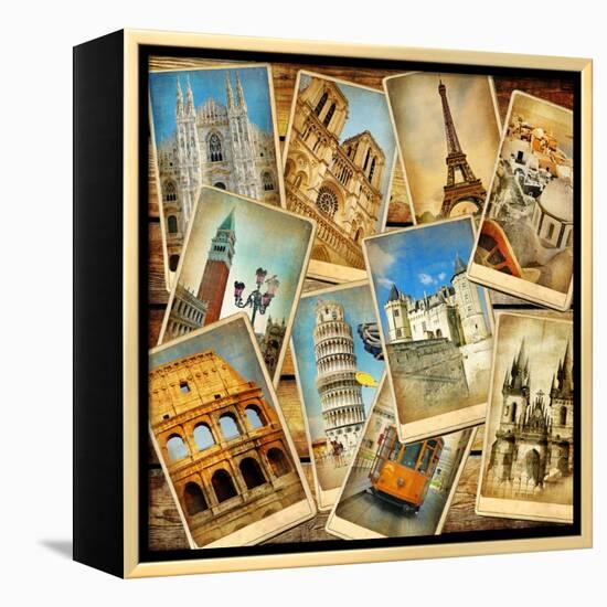 Vintage Collage - European Travel-Maugli-l-Framed Stretched Canvas