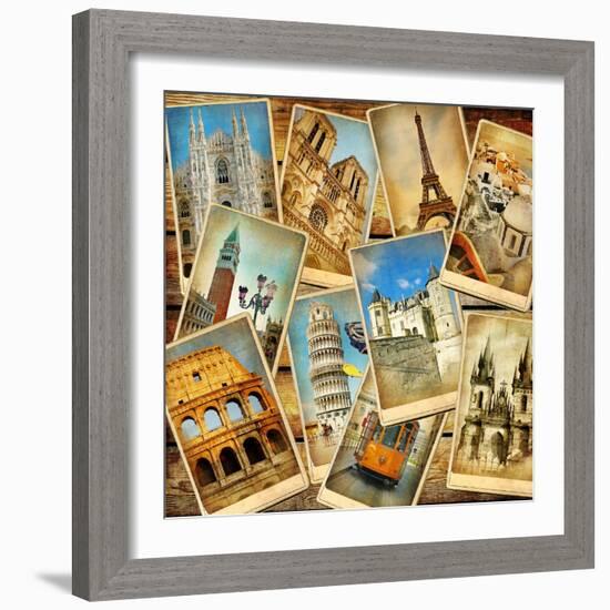 Vintage Collage - European Travel-Maugli-l-Framed Premium Giclee Print