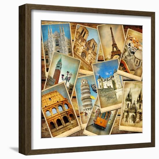 Vintage Collage - European Travel-Maugli-l-Framed Premium Giclee Print