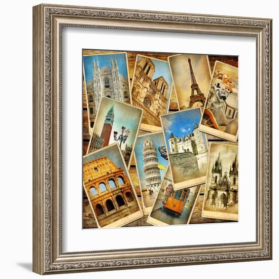 Vintage Collage - European Travel-Maugli-l-Framed Art Print