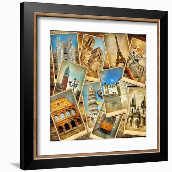 Vintage Collage - European Travel-Maugli-l-Framed Art Print