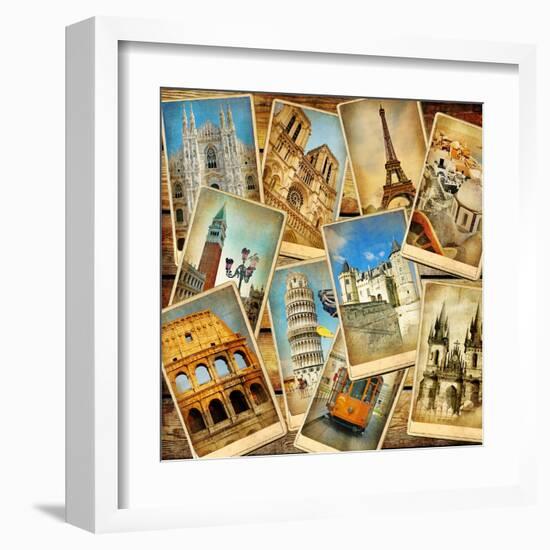 Vintage Collage - European Travel-Maugli-l-Framed Art Print