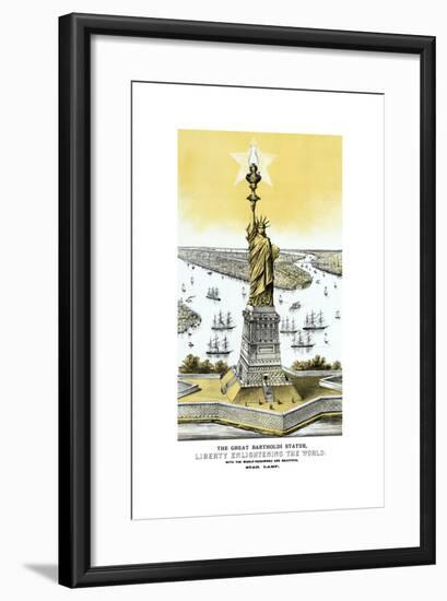 Vintage Color Architecture Print Featuring the Statue of Liberty-null-Framed Art Print