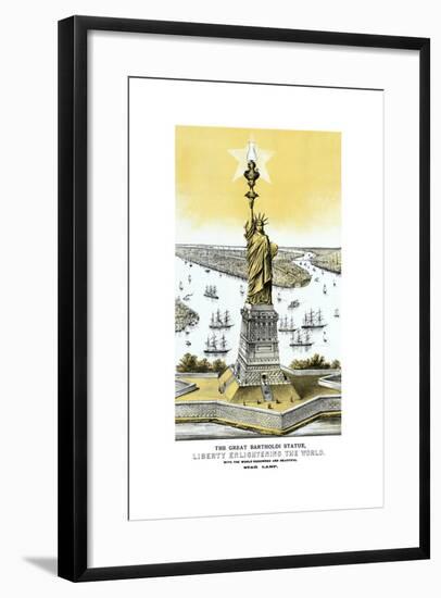 Vintage Color Architecture Print Featuring the Statue of Liberty-null-Framed Art Print