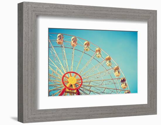 Vintage Colorful Ferris Wheel over Blue Sky-Andrekart Photography-Framed Photographic Print