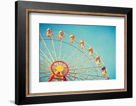 Vintage Colorful Ferris Wheel over Blue Sky-Andrekart Photography-Framed Photographic Print