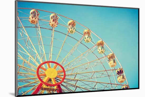 Vintage Colorful Ferris Wheel over Blue Sky-Andrekart Photography-Mounted Photographic Print