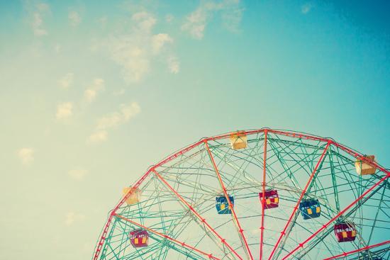 Vintage Colorful Ferris Wheel Over Blue Sky Photographic Print By Andrekart Photography Art Com