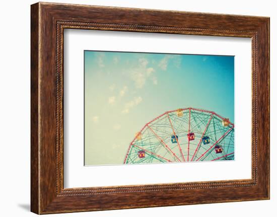 Vintage Colorful Ferris Wheel over Blue Sky-Andrekart Photography-Framed Photographic Print