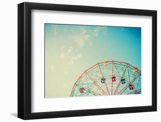 Vintage Colorful Ferris Wheel over Blue Sky-Andrekart Photography-Framed Photographic Print