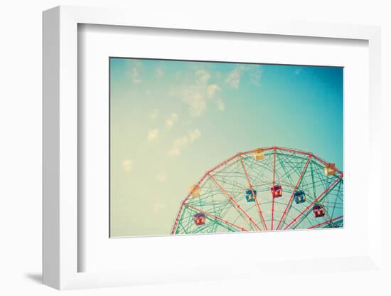 Vintage Colorful Ferris Wheel over Blue Sky-Andrekart Photography-Framed Photographic Print