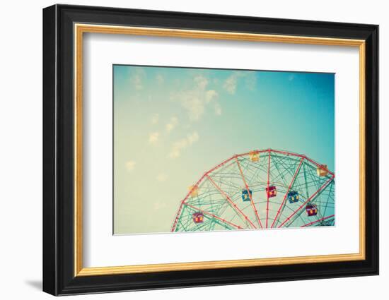 Vintage Colorful Ferris Wheel over Blue Sky-Andrekart Photography-Framed Photographic Print
