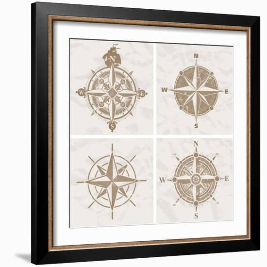 Vintage Compass Roses-vso-Framed Art Print