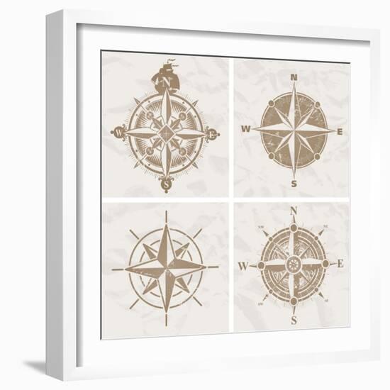 Vintage Compass Roses-vso-Framed Art Print